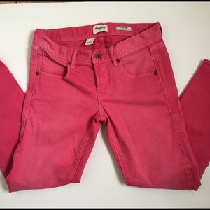 Madewell Pink Denim Ankle Zip Crop Jeans